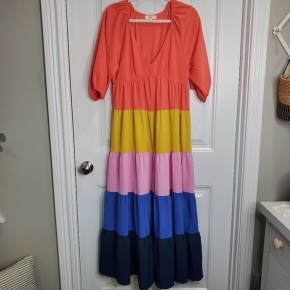 Entro Color Blocked Maxi Dress. Sz Small - Picture 5 of 16